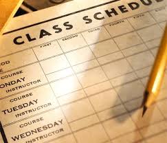 Class schedule with pencil