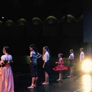 On stage at the Clarke Theatre, in rehearsals for the school show 2017